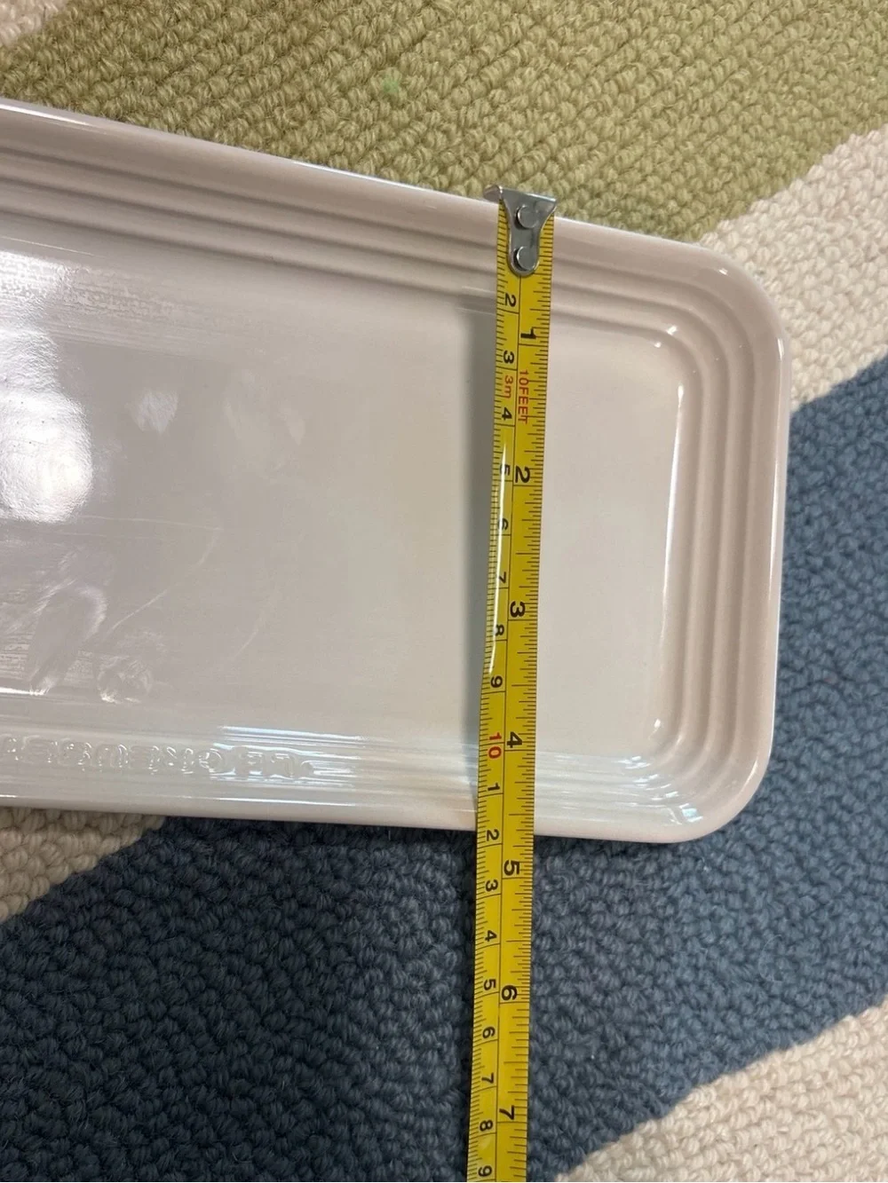 Le Creuset 25cm Rectangular Plate and Dip Bowl, Meringue